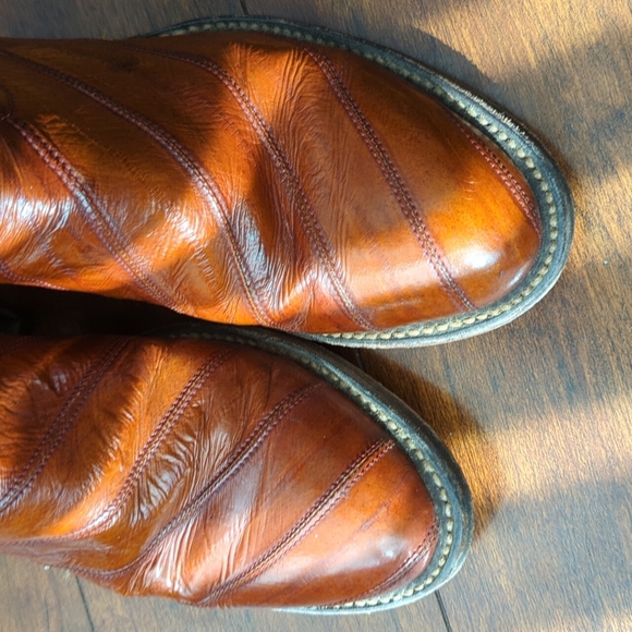 Vintage Hondo Brown Boots Exotic Eel Skin Woman's 7 - Picture 7 of 8